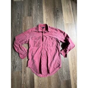 Smith & Hawken Button Down Shirt Mens Medium Red 100% Cotton Long Sleeve Utility